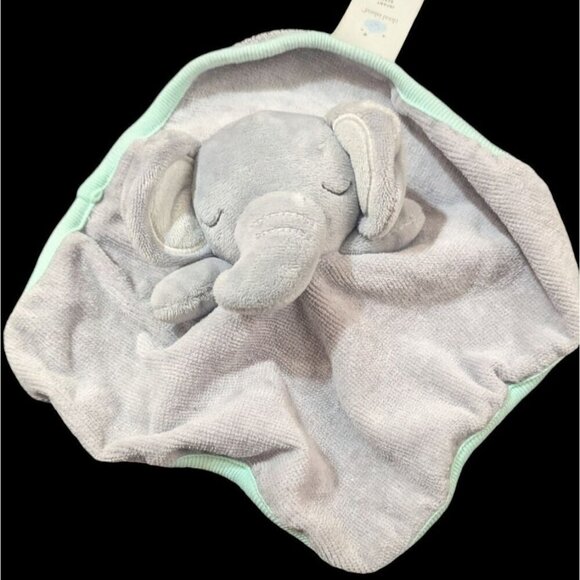 Cloud Island Baby Elephant Washcloth Mint Trim lovey - Picture 2 of 7